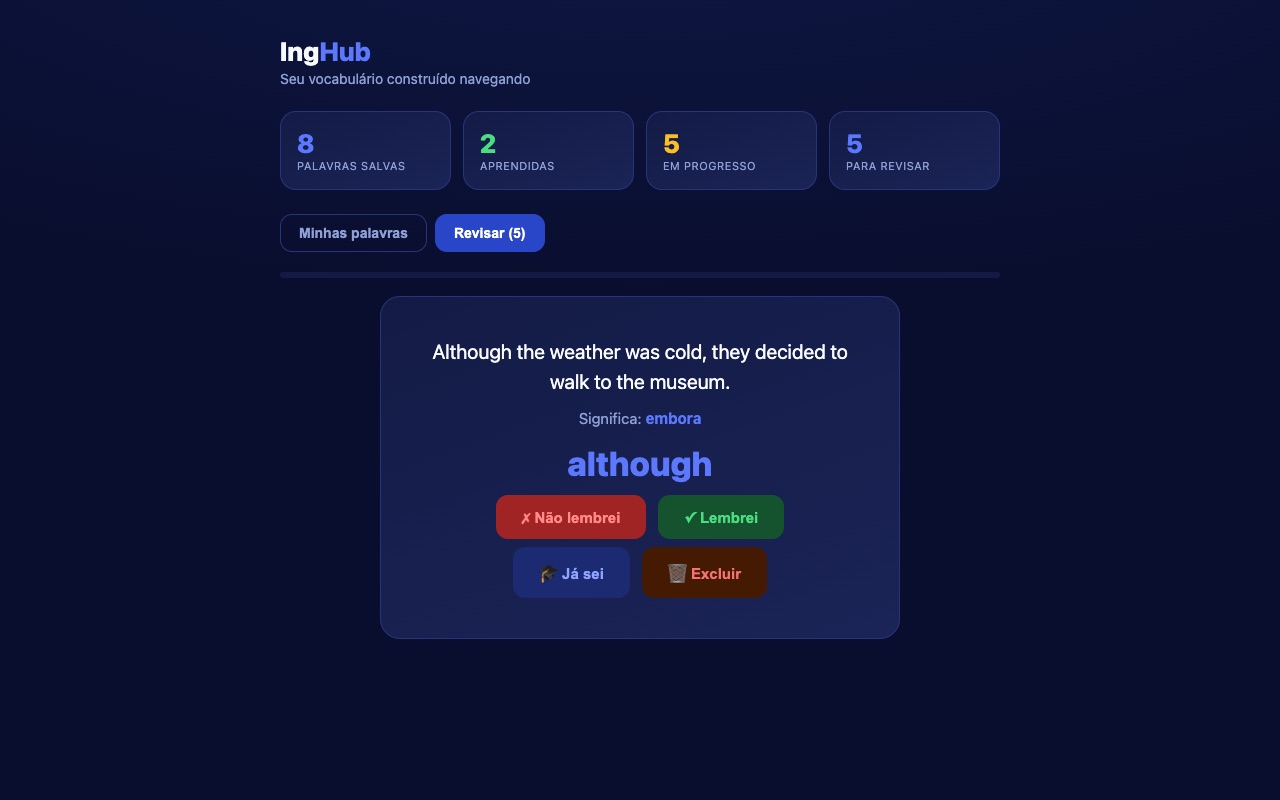 Revisão espaçada com flashcards no IngHub
